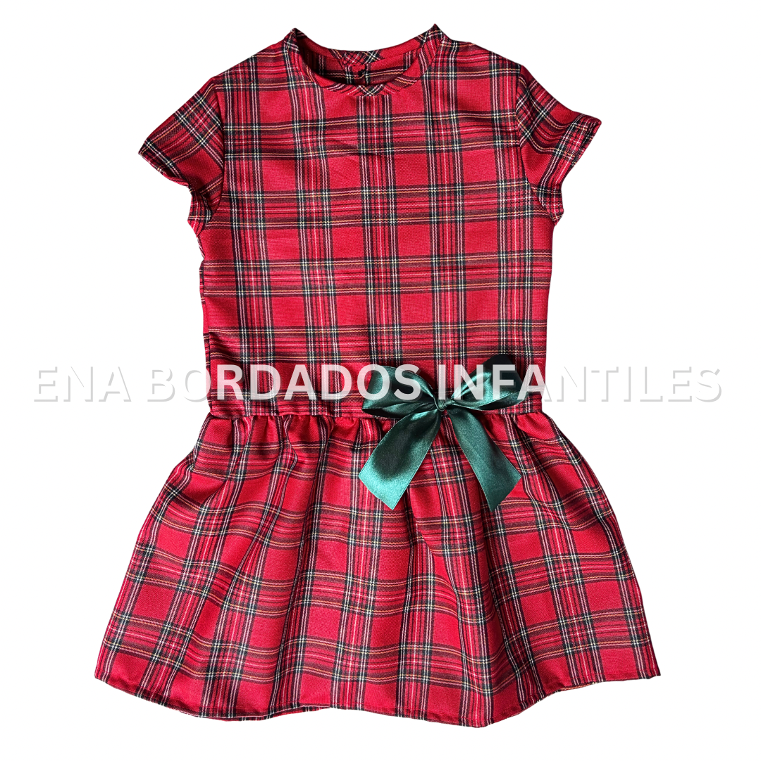 Vestido talle bajo cuadriculado navideño