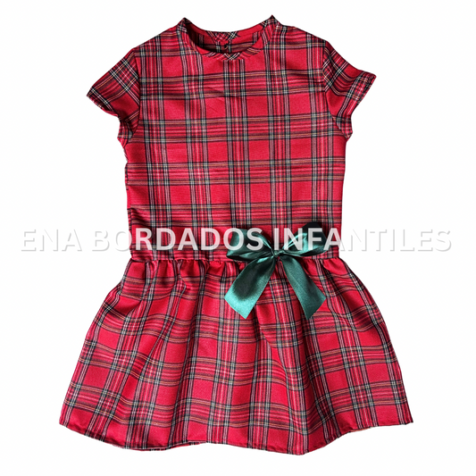 Vestido talle bajo cuadriculado navideño