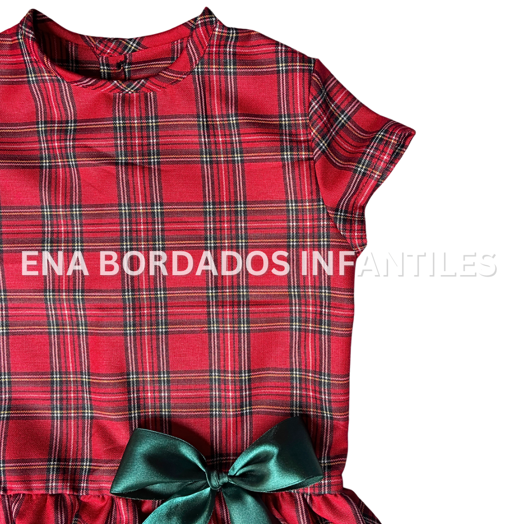 Vestido talle bajo cuadriculado navideño