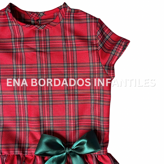 Vestido talle bajo cuadriculado navideño