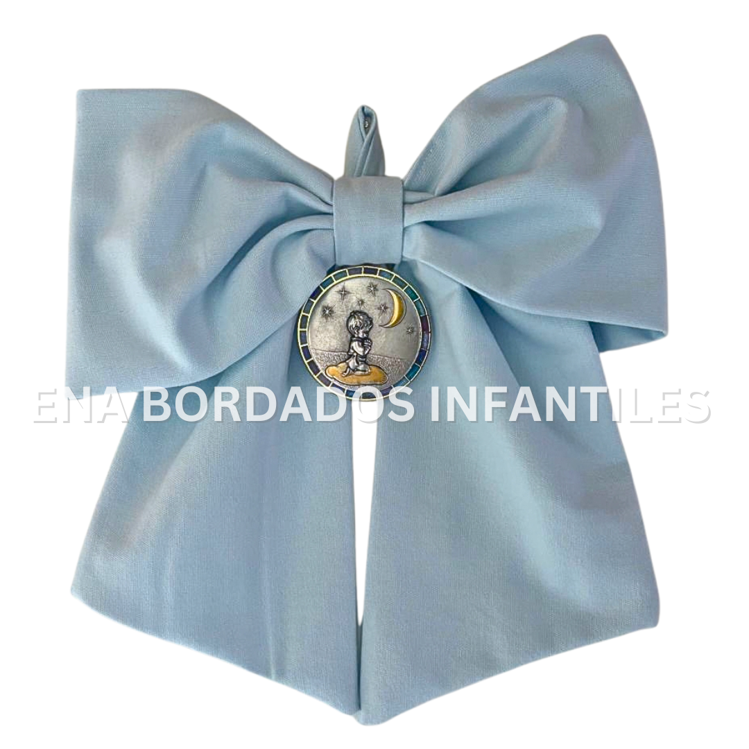 Fiocco celeste medallón niño