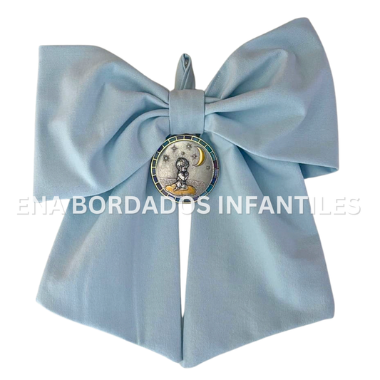 Fiocco celeste medallón niño