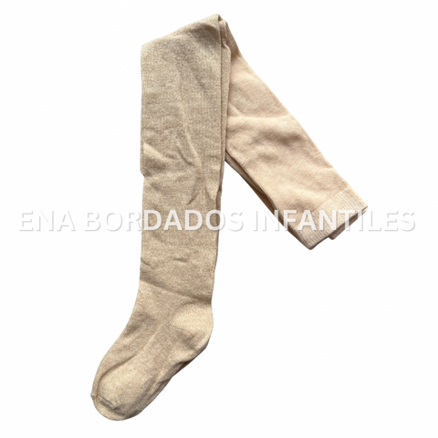 Medias de algodón color beige con dorado 2-4 años