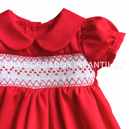 Vestido piqué rojo panal