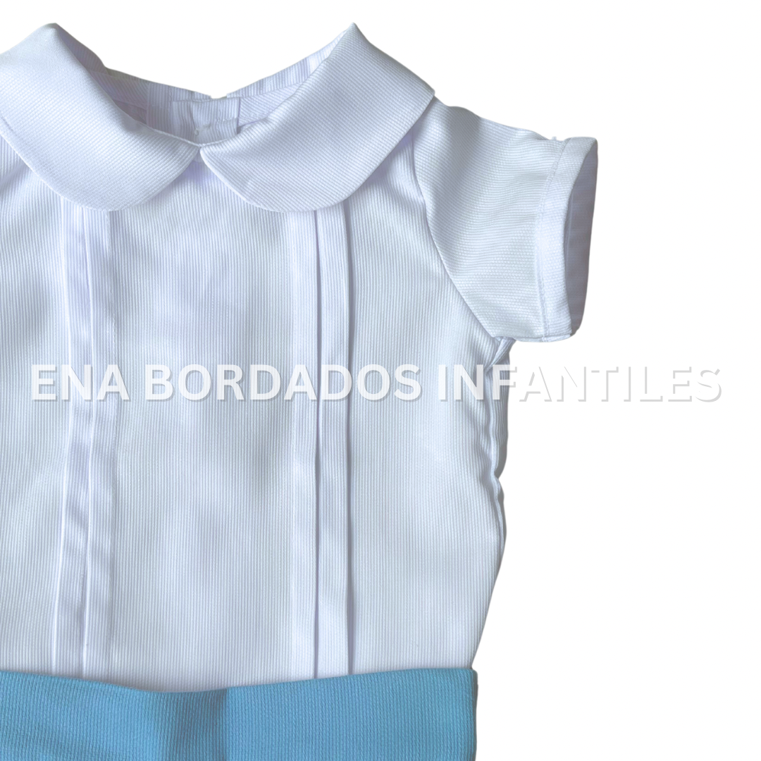 Camisa piqué alforzas y short bombacho