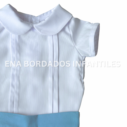 Camisa piqué alforzas y short bombacho
