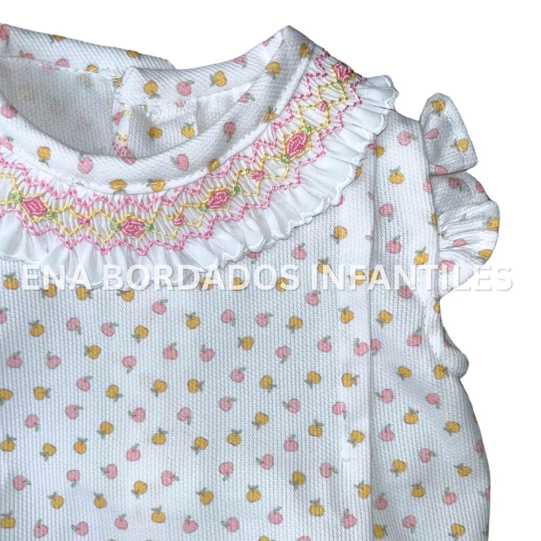 Blusa panal en cuello con calzón seersucker