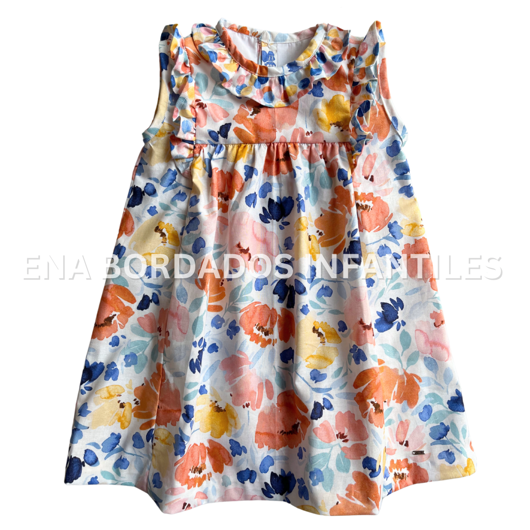 Vestido escarola flores colores
