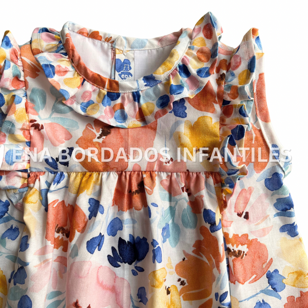 Vestido escarola flores colores