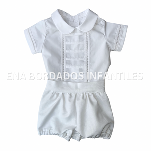 Trajecito camisa alforzas horizontales y punto de Paris