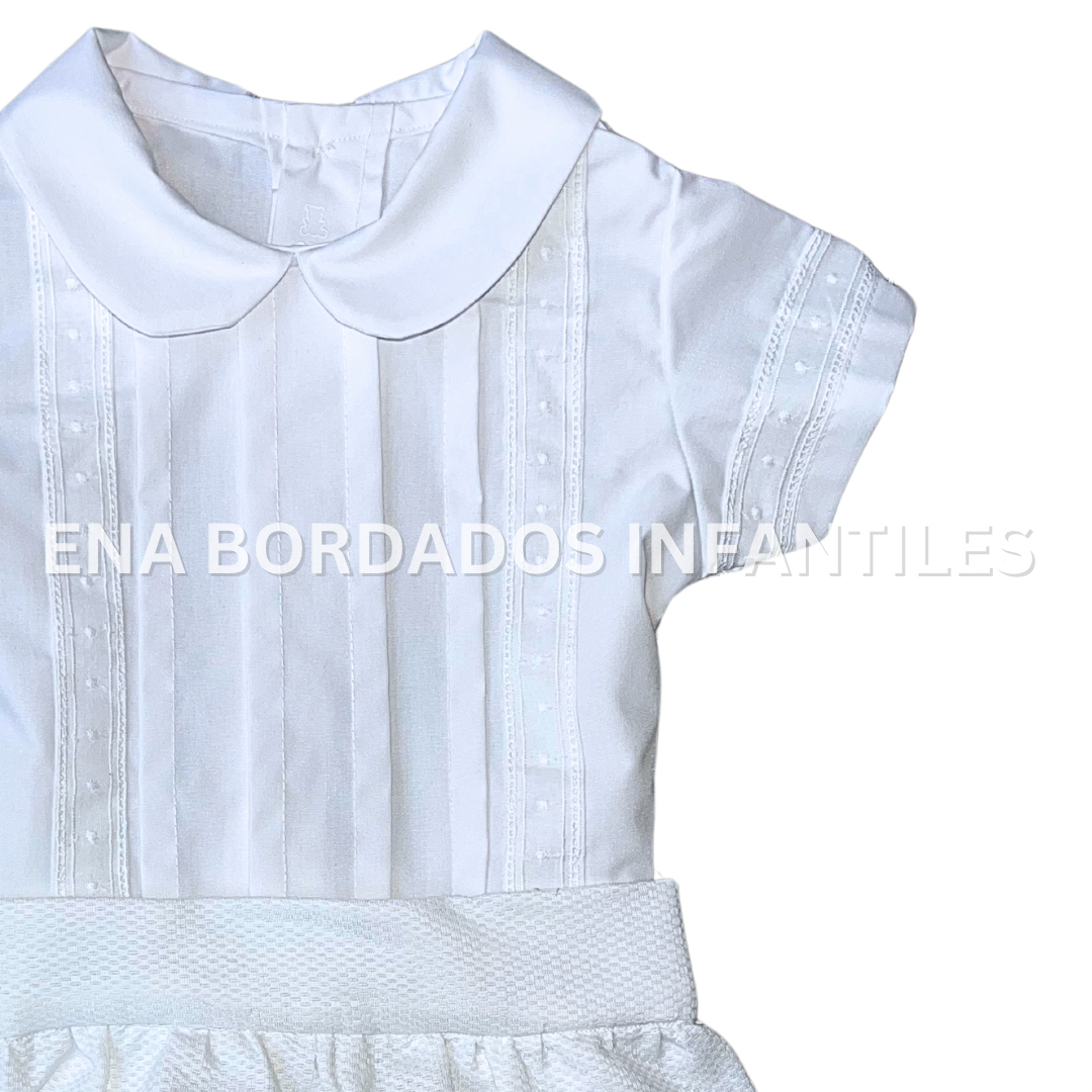 Camisa tira bordada con short bombacho 3 meses