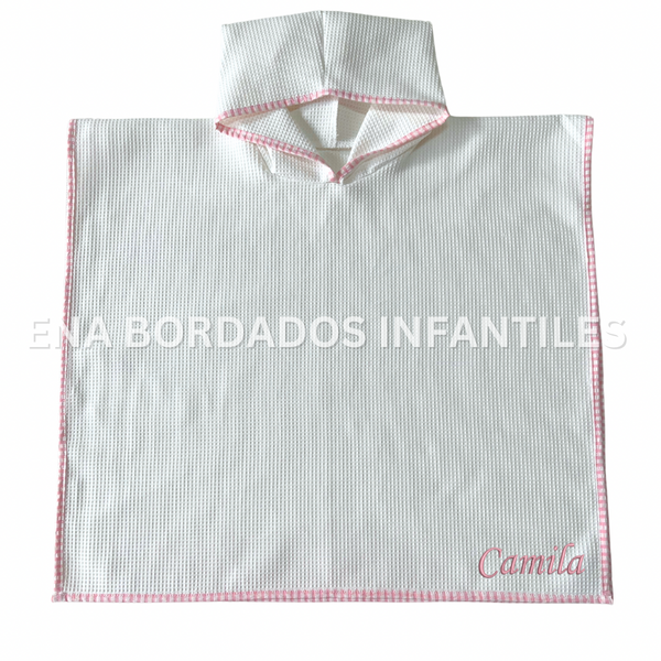 Poncho waffle con nombre bordado Talla única de 2 a 5 años