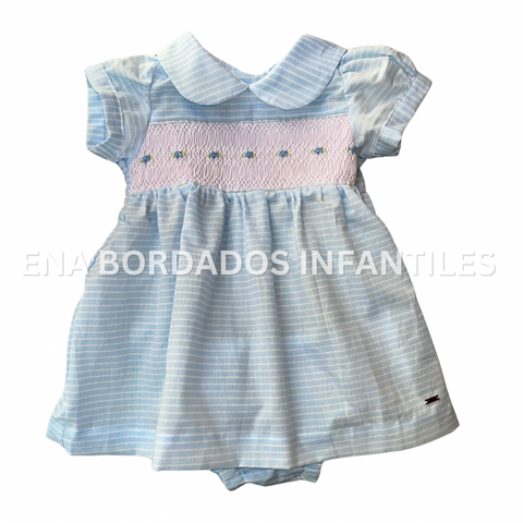 Vestido celeste rayas blancas 3 meses