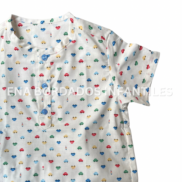 Trajecito camisa carritos con short azul
