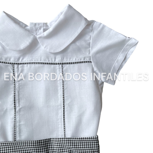 Trajecito short cuadriculado negro