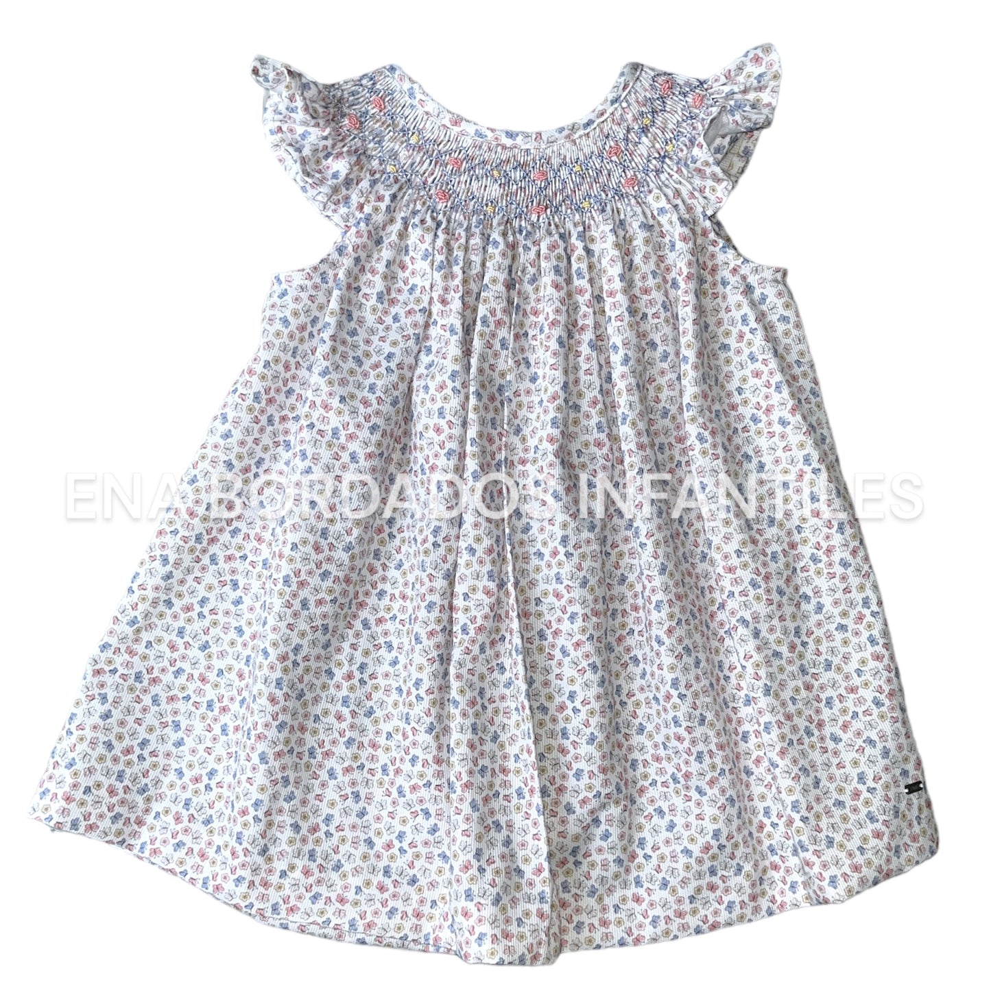 Bishop piqué flores y mariposas