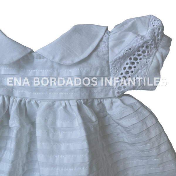 Vestido blanco alforzas 6 meses