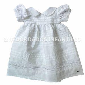 Vestido blanco alforzas 6 meses