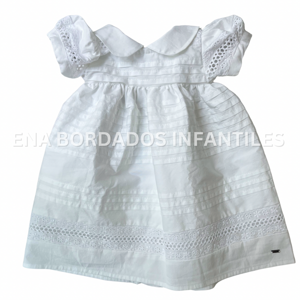 Vestido blanco alforzas 6 meses