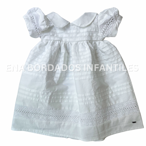 Vestido blanco alforzas 6 meses