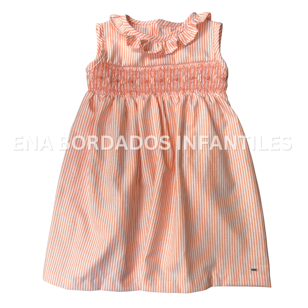 Vestido rayas anaranjadas con panal