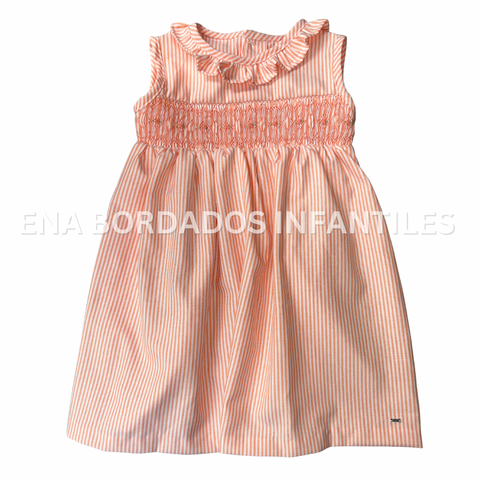 Vestido rayas anaranjadas con panal