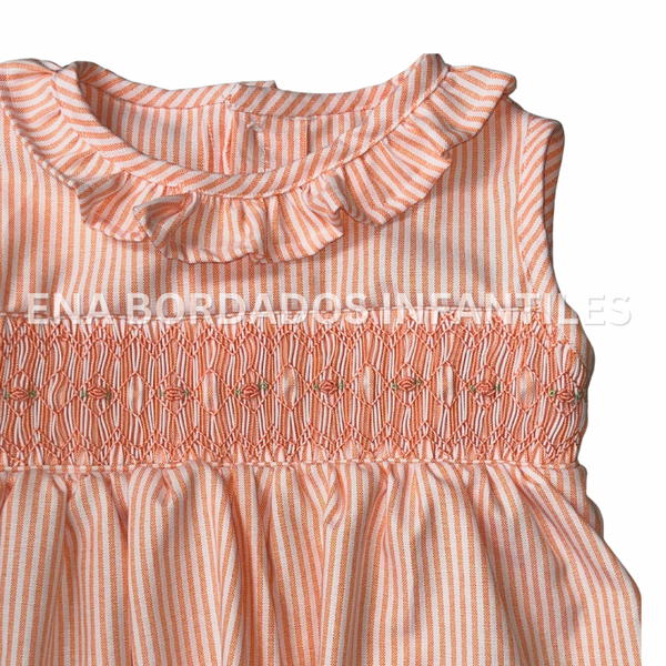 Vestido rayas anaranjadas con panal