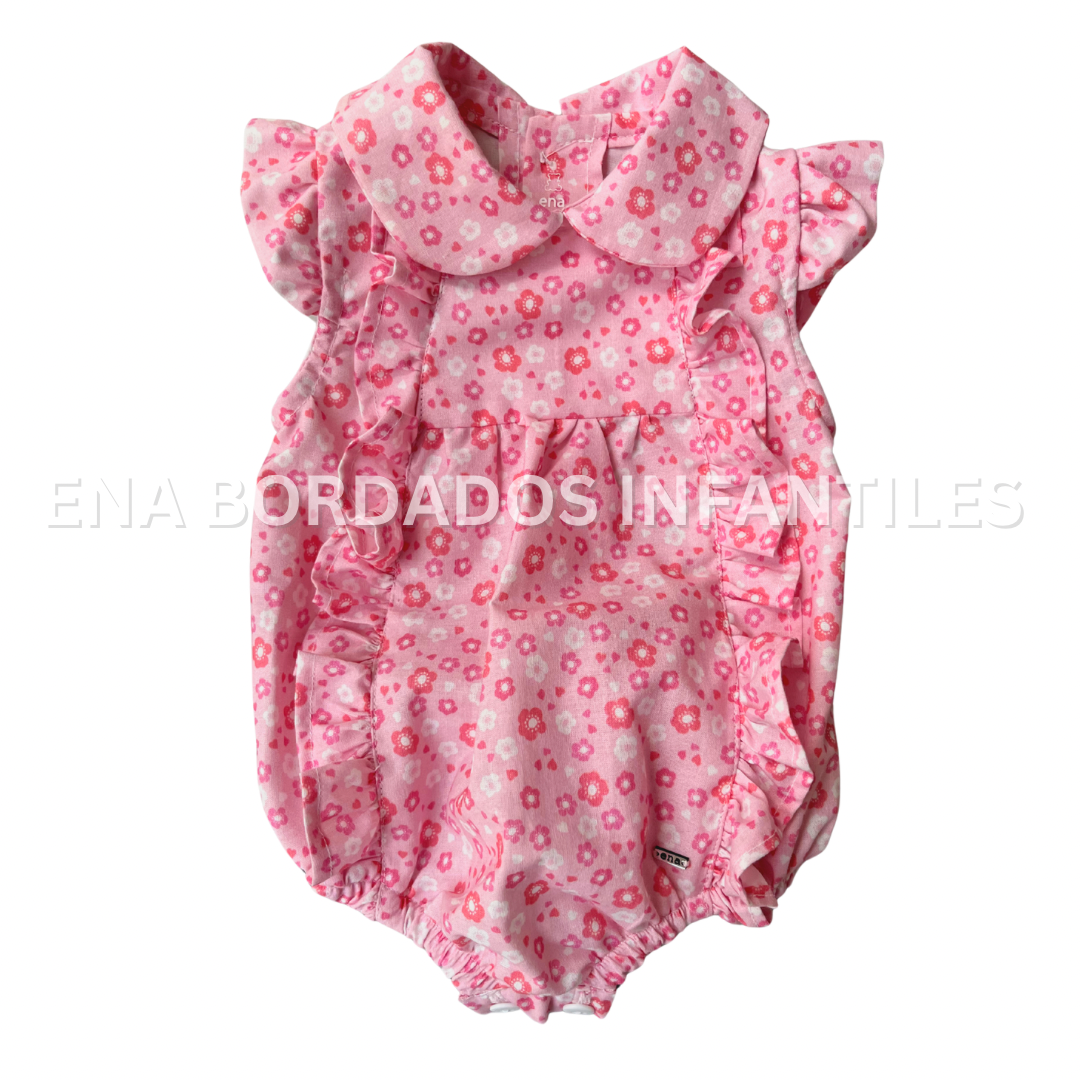 Mameluco rosado con flores 3 meses
