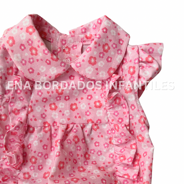 Mameluco rosado con flores 3 meses