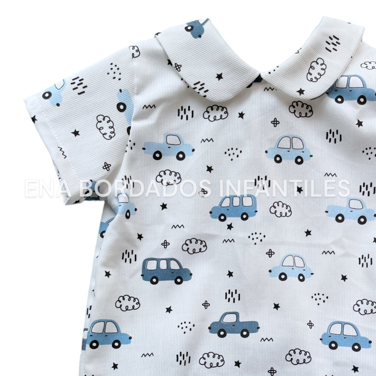 Camisa piqué carritos con short bombacho