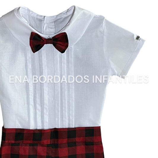 Trajecito short rojo con negro