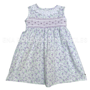 Vestido piqué flores moradas 2 años