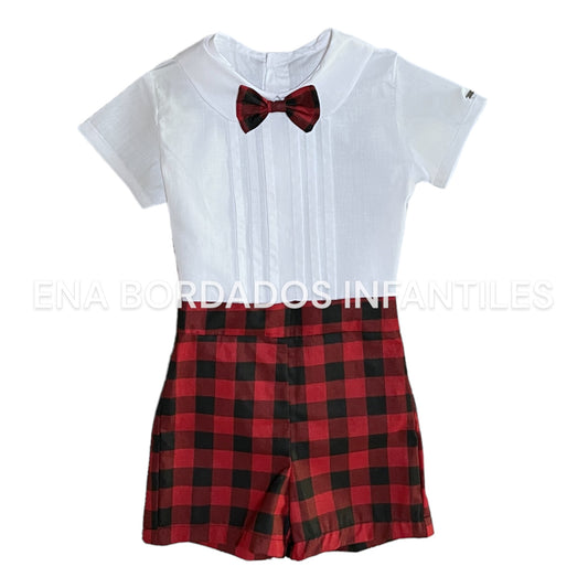 Trajecito short rojo con negro