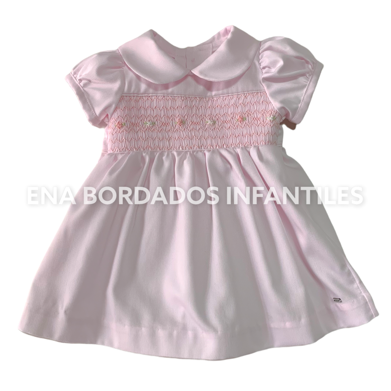 Vestido piqué rosado pálido con panal