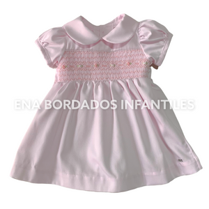Vestido piqué rosado pálido con panal