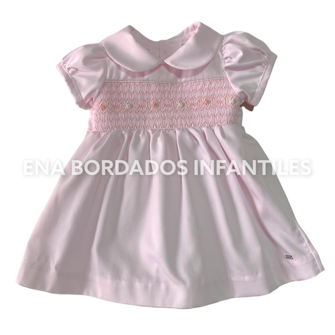 Vestido piqué rosado pálido con panal