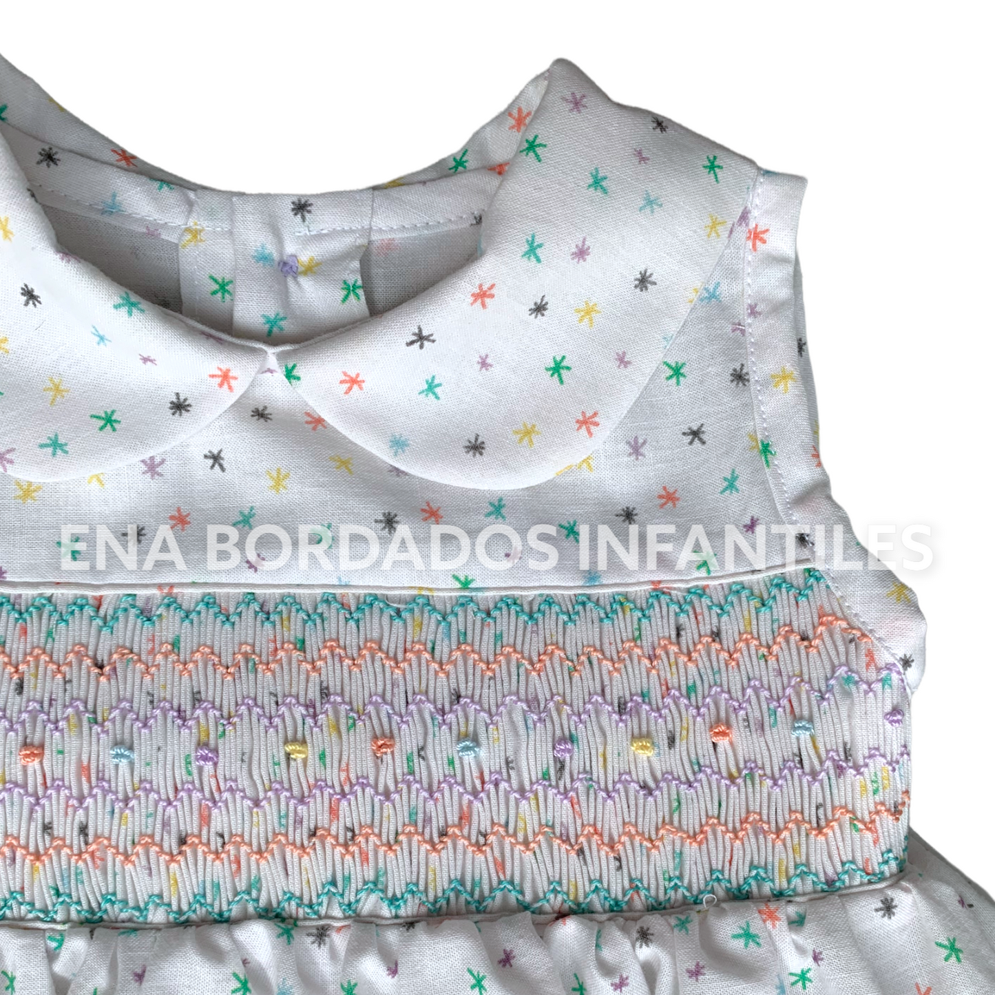 Vestido blanco confetti colores panal