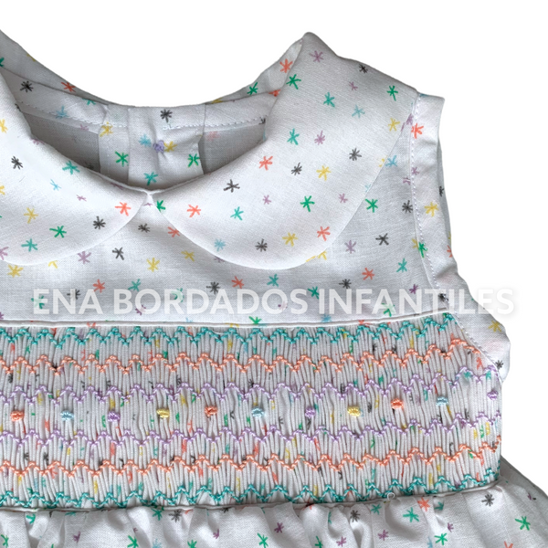 Vestido blanco confetti colores panal