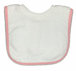Babero grande de toalla cuadriculado rosado