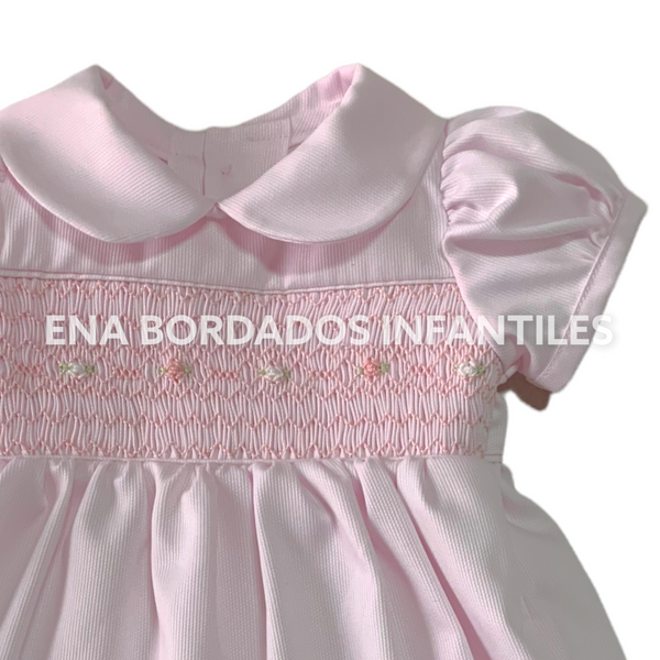 Vestido piqué rosado pálido con panal