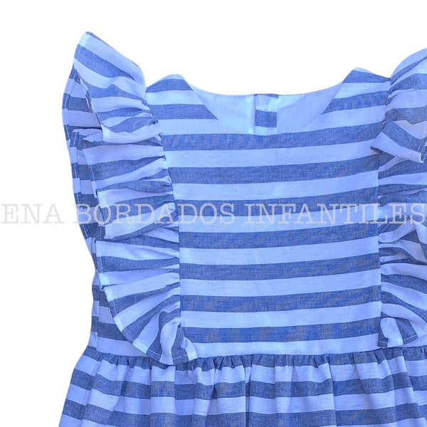 Vestido lino rayas azules