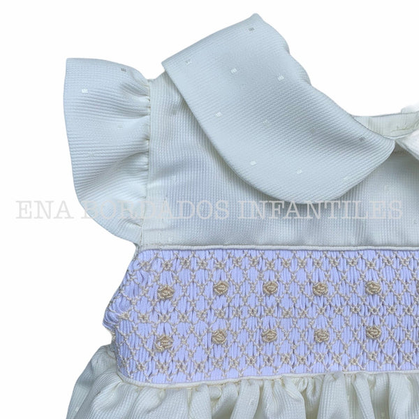 Vestido piqué brillantina amarillo pastel panal 12 meses
