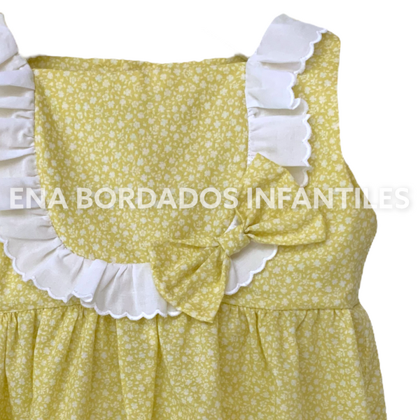 Vestido sin manga amarillo tira bordada