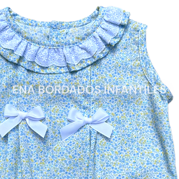 Blusa con calzón flores celestes y amarilla