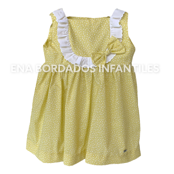 Vestido sin manga amarillo tira bordada