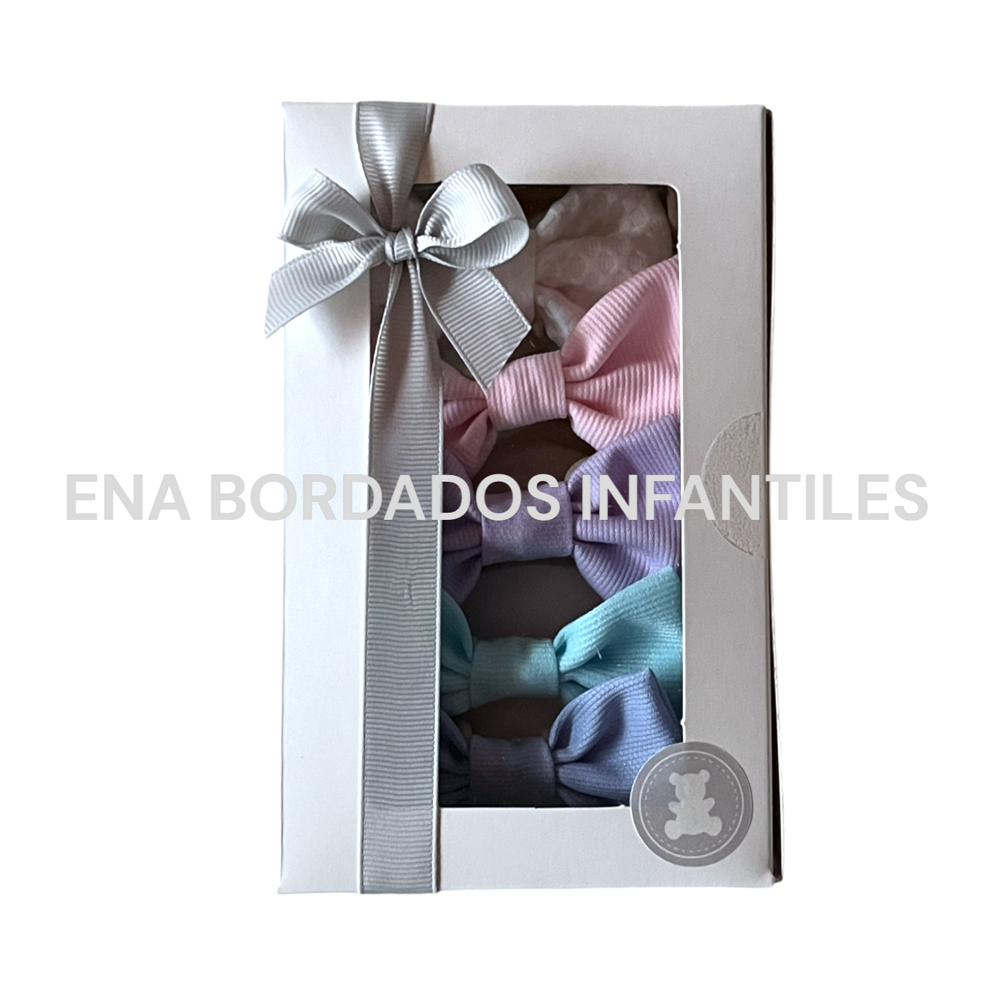 Cajita vinchas piqué pastel