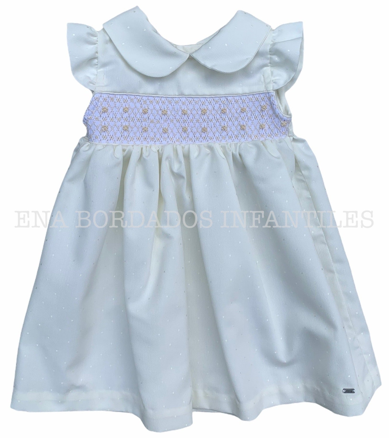 Vestido piqué brillantina amarillo pastel panal 12 meses