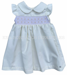 Vestido piqué brillantina amarillo pastel panal 12 meses