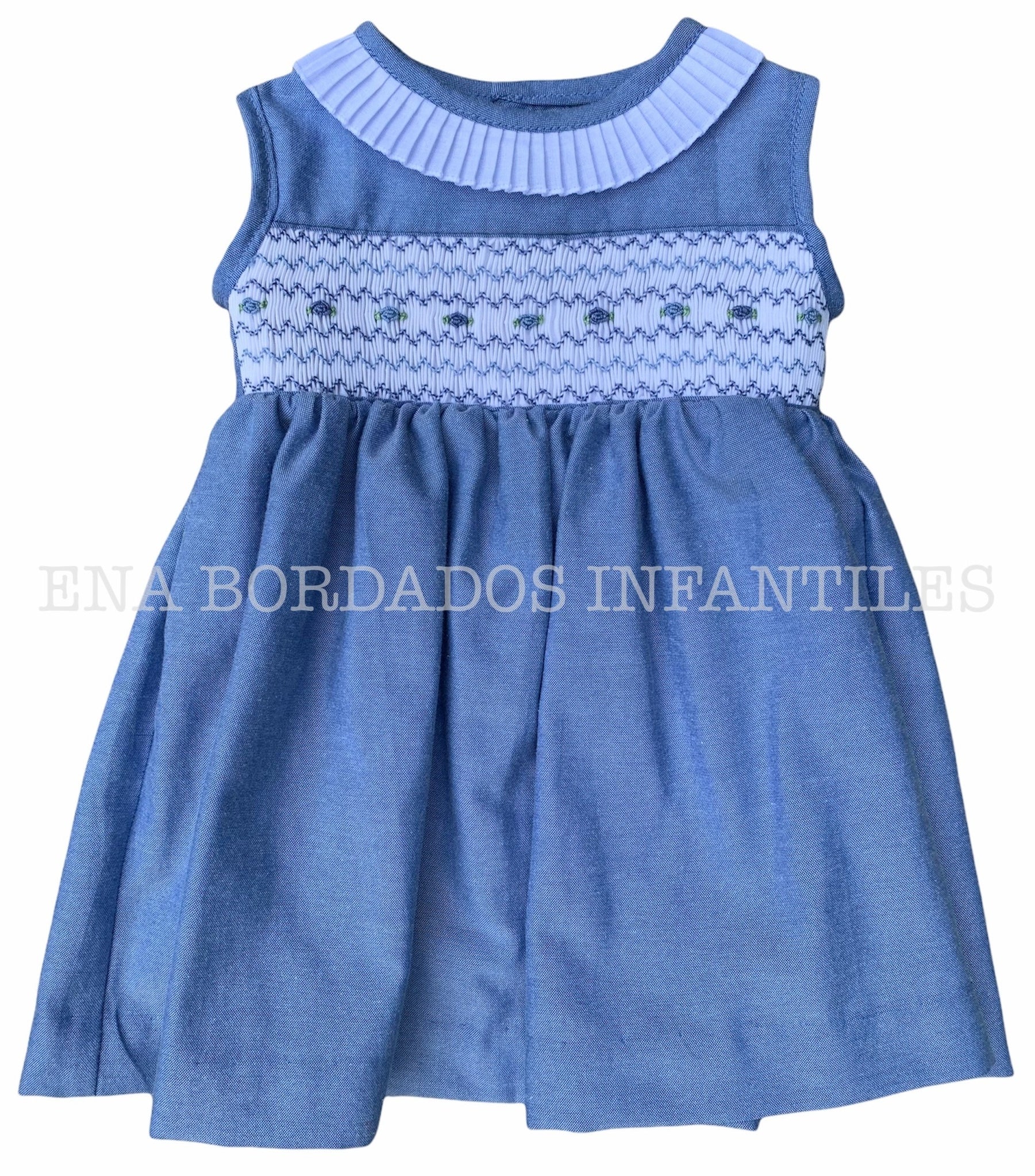 Vestido chambray azul panal 6 meses