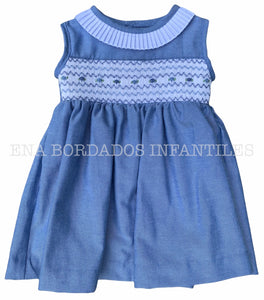 Vestido chambray azul panal 6 meses